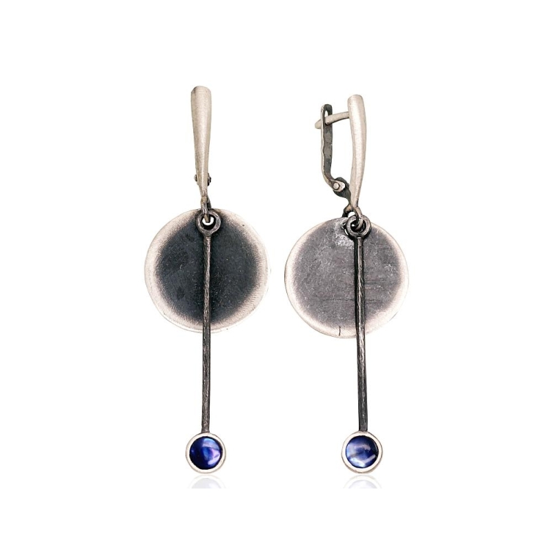 Sidabriniai auskarai, Sidabras 925°, oksidas (padengti), Perlamutras