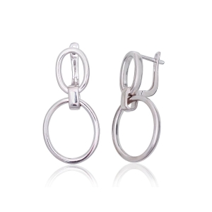 Sidabriniai auskarai ant cilindrinės spynos, Sidabras 925°, rodis (padengti)