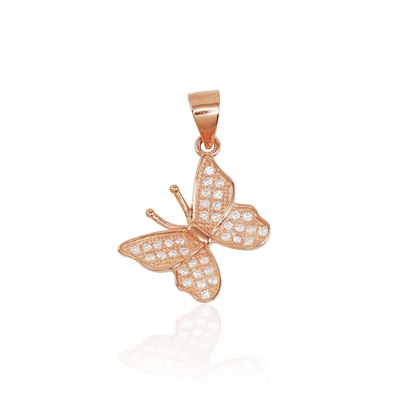 Sidabrinis pakabukas, Sidabras 925°, raudonas auksas (padengti), Cirkoniai