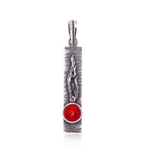Sidabrinis pakabukas, Sidabras 925°, oksidas (padengti), Koralas (Imitacija)
