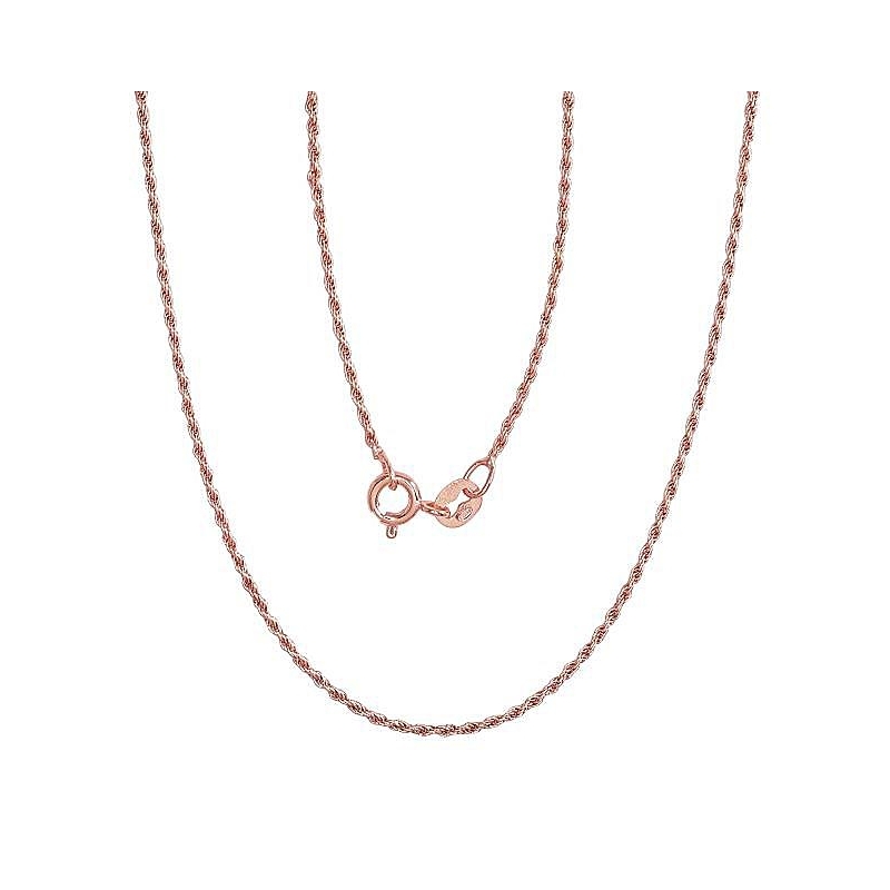 Sidabrinė grandinėlė Rope 1, 1 mm, Sidabras 925°, raudonas auksas (padengti)