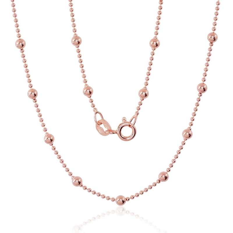 Sidabrinė grandinėlė Bead 1-3 mm, Sidabras 925°, raudonas auksas (padengti)