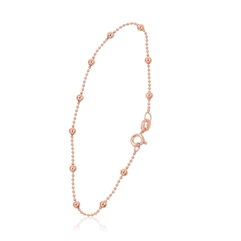 Sidabrinė grandinėlė Bead 1-3 mm, Sidabras 925°, raudonas auksas (padengti)