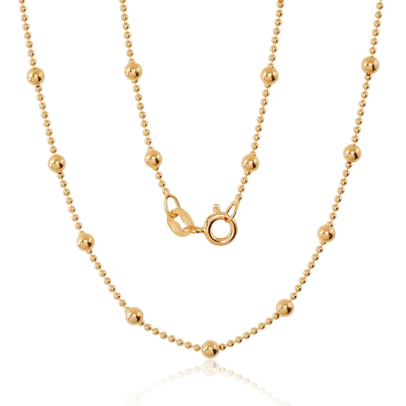 Sidabrinė grandinėlė Bead 1-3 mm, Sidabras 925°, geltonas auksas (padengti)