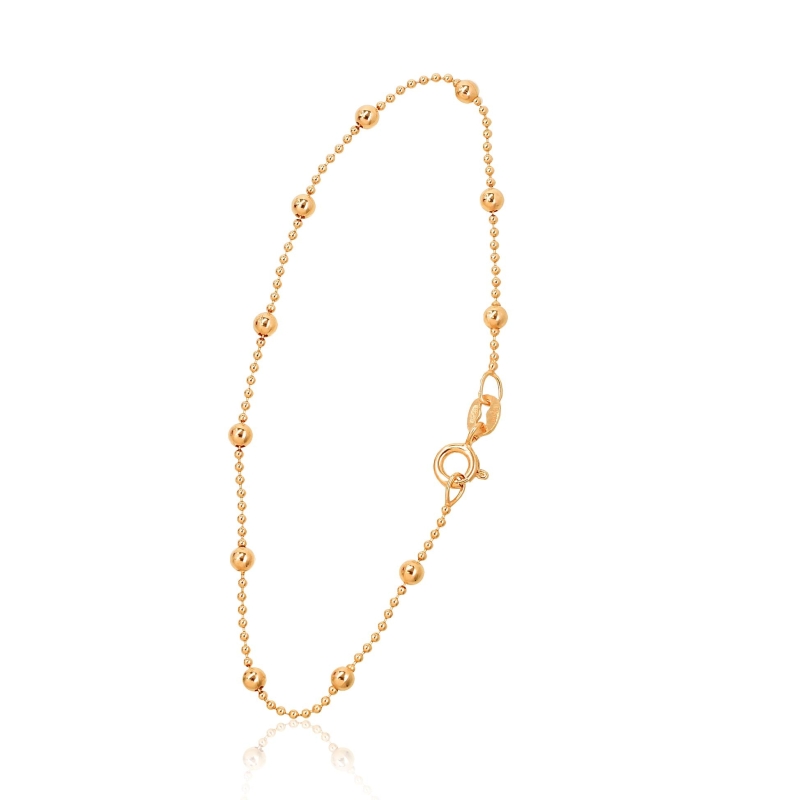 Sidabrinė grandinėlė Bead 1-3 mm, Sidabras 925°, geltonas auksas (padengti)