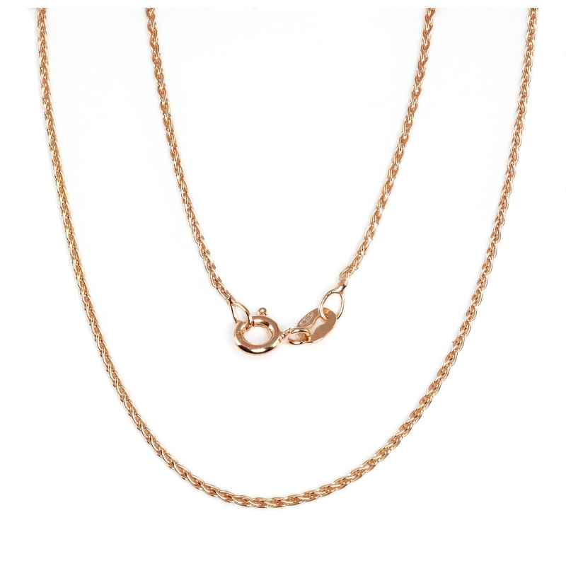 Sidabrinė grandinėlė Spiga 1, 1 mm, Sidabras 925°, raudonas auksas (padengti)