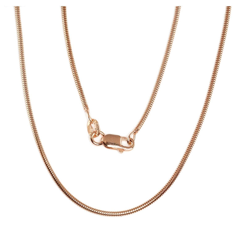 Sidabrinė grandinėlė Snake 1, 5 mm, Sidabras 925°, raudonas auksas (padengti)