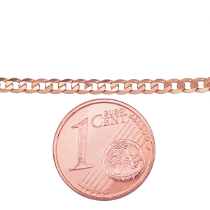 Auksinė grandinėlė Curb 2. 3 mm, briaunų apdirbimas deimantu, Raudonas Auksas 585°