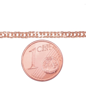 Auksinė grandinėlė Double rombo 2. 5 mm, briaunų apdirbimas deimantu, Raudonas Auksas 585°